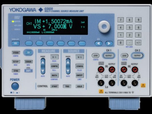 Купить Многоканальный источник-измеритель YOKOGAWA GS820 с четырехквадрантной работой и изолированными 2 каналами с разрешением 1 пА Производство в сети